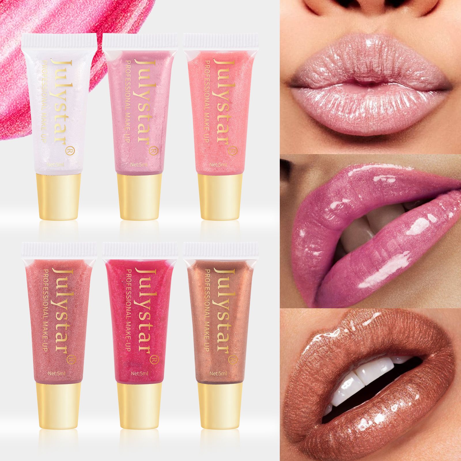 Julystar Moisturizing and Hydrating Pearlescent Lip Gloss Long-lasting Water Repellent Lip Oil Easy to Color Lip Makeup wholesale full figure