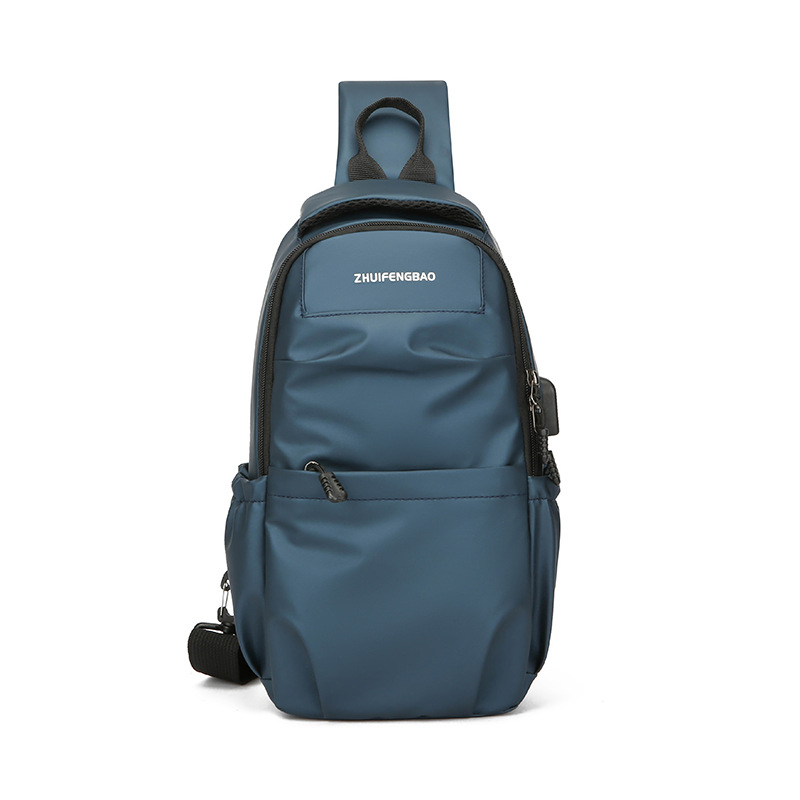 Custom-processed men's chest bag, new trendy European and American single-shoulder bag, commuting and business multi-functional crossbody bag with LOGO printing Item Picture