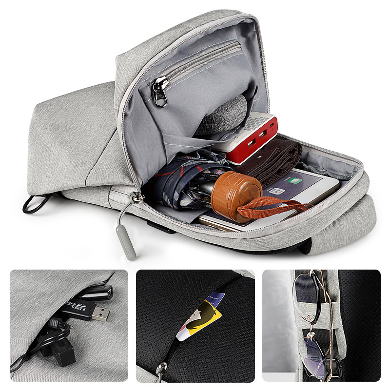 Chest bag, men's single-shoulder bag, women's crossbody bag, casual sports waist bag, hand-held tablet, loose change, mobile phone, ipad waist bag details Picture