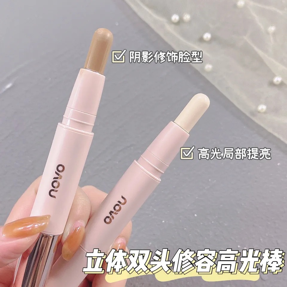 NOVO Three-dimensional Double-head contouring Highlight Stick for modifying nose shadows, side shadows and brightening the face. Beginner's sleeping pen full figure