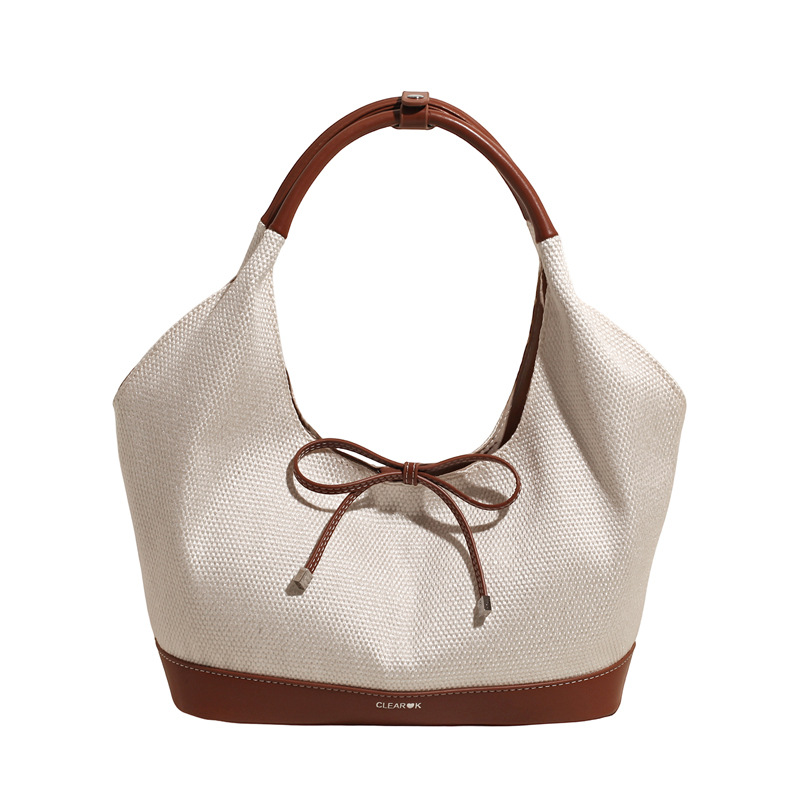 Korean niche canvas tote bag for women, 2025 new commuter fashion handbag, large capacity single-shoulder bag, underarm bag Item Picture