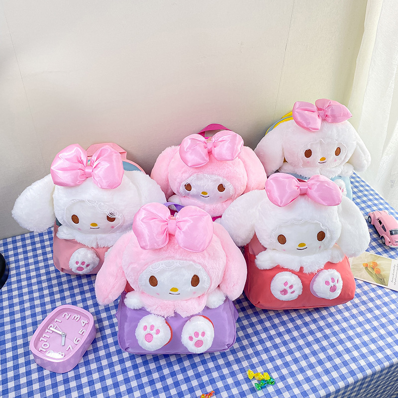 New plush backpack for children and kindergartens, cute cartoon plush schoolbag, and a travel and leisure backpack for girls details Picture