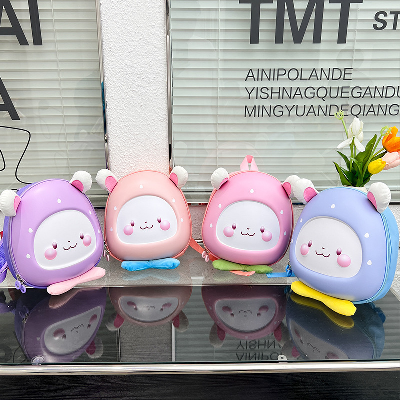 New cute little rabbit backpack, kindergarten schoolbag, baby cartoon design, small class boys and girls casual backpack full figure