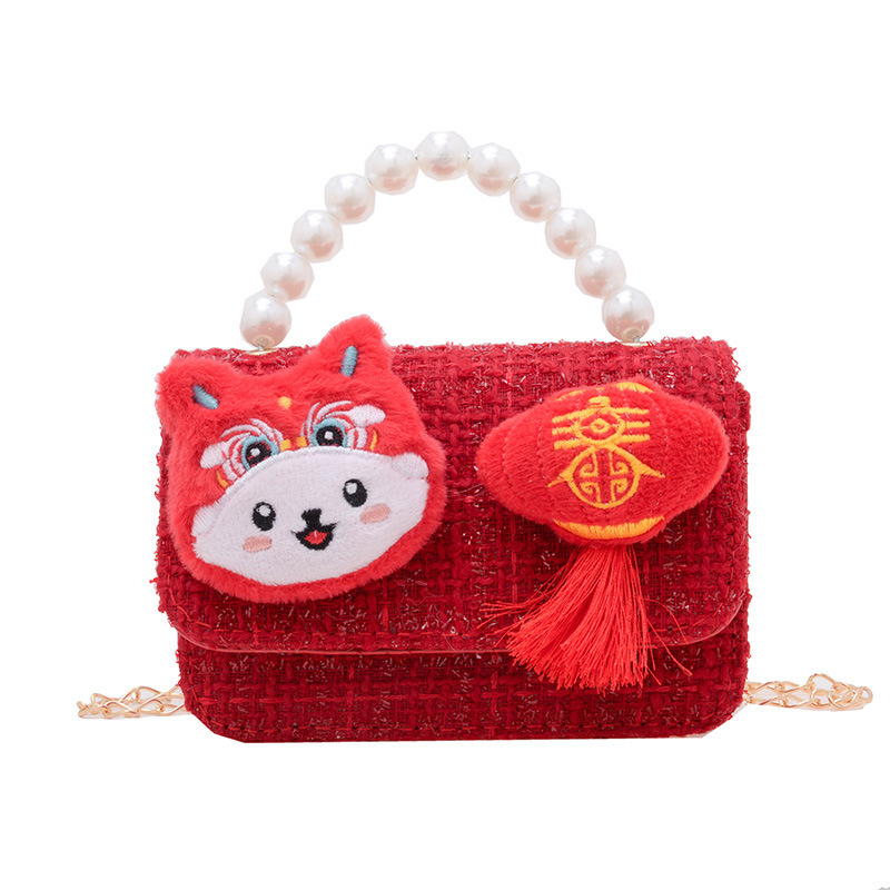 New red New Year children's bag, stylish princess accessory handbag, girls' single-shoulder coin purse, baby crossbody bag Item Picture