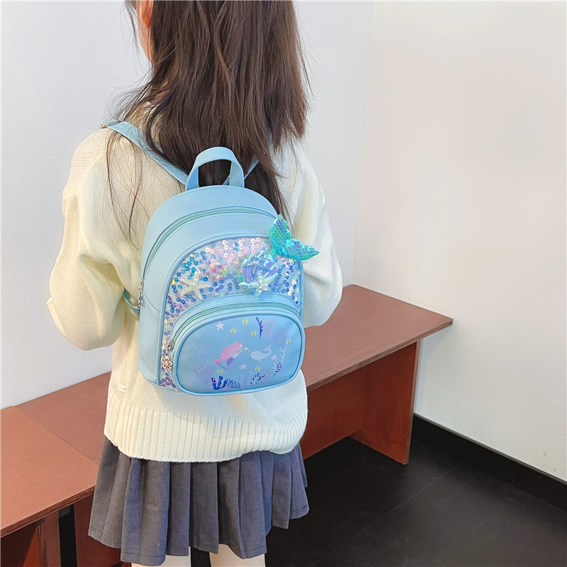 The 2025 new PU children's backpack, mermaid, fashionable and stylish, single-shoulder bag, girl, princess, kindergarten backpack trend Application Scenario