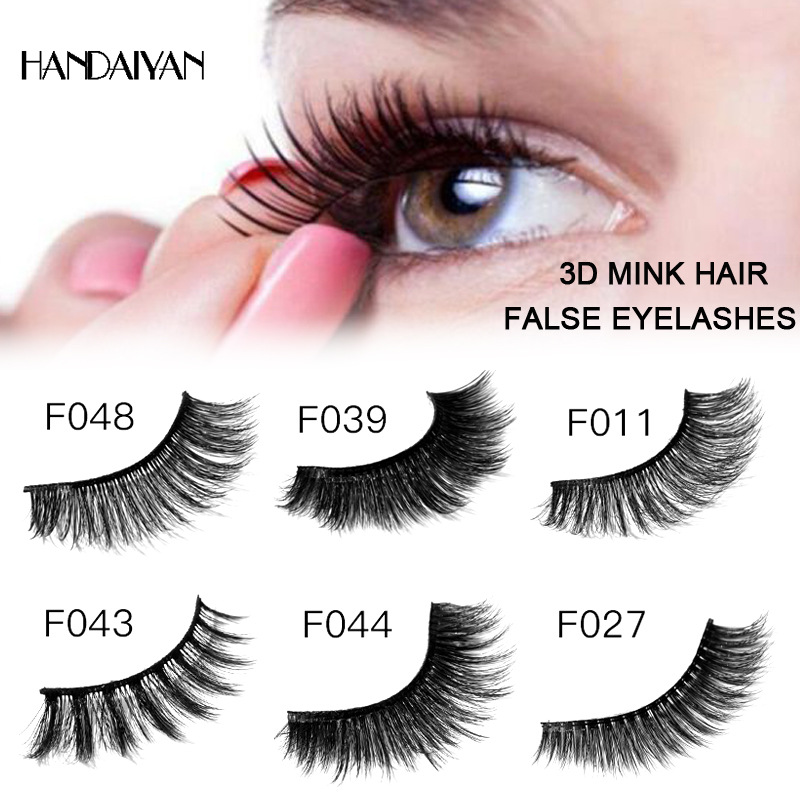OEM customized handaiyan 3D thick and natural mink fur with curly, soft and long false eyelashes wholesale full figure