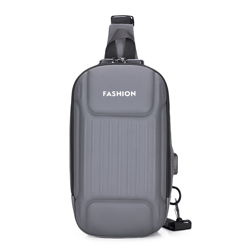 Men's crossbody bag with password lock, black large-capacity sports motorcycle bag, single-shoulder crossbody men's chest bag Item Picture