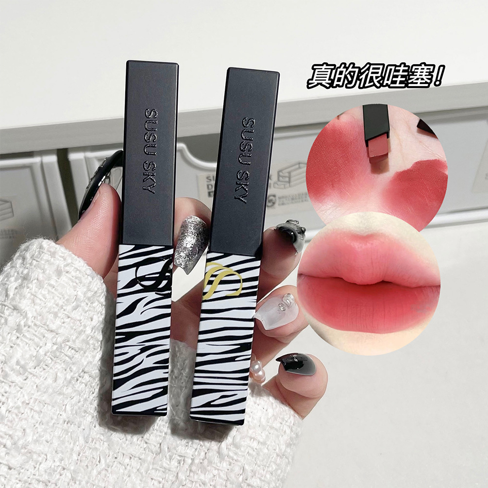 SUSU SKY Hot Striped matte lipstick Velvet color-matching Lip Paste is versatile, smooth and does not dry out. Wholesale makeup details Picture