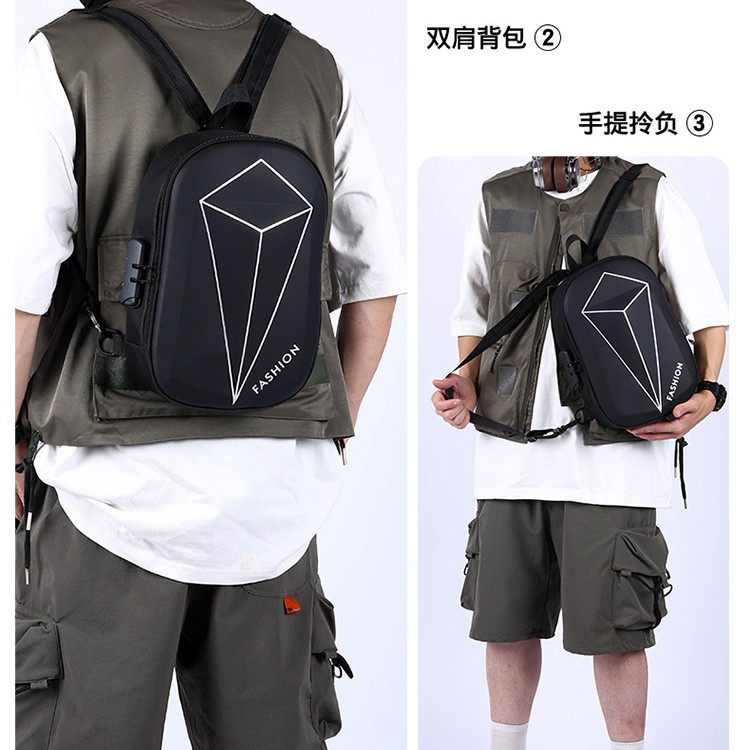 New simple and casual multi-functional anti-theft chest bag for men's business travel, water-resistant USB rechargeable crossbody bag details Picture
