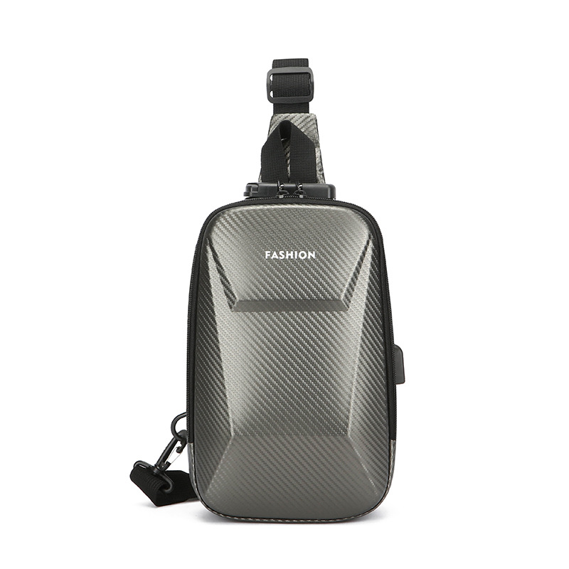 Cross-border hard-shell men's chest bag, high-quality large-capacity backpack, water-resistant cycling motorcycle bag, business single-shoulder bag Item Picture
