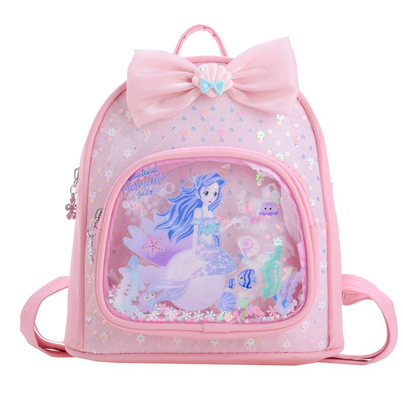 Kindergarten schoolbag, children's backpack, mini pu princess sequined single-shoulder and double-shoulder bag, children's accessory bag, cartoon schoolbag Item Picture