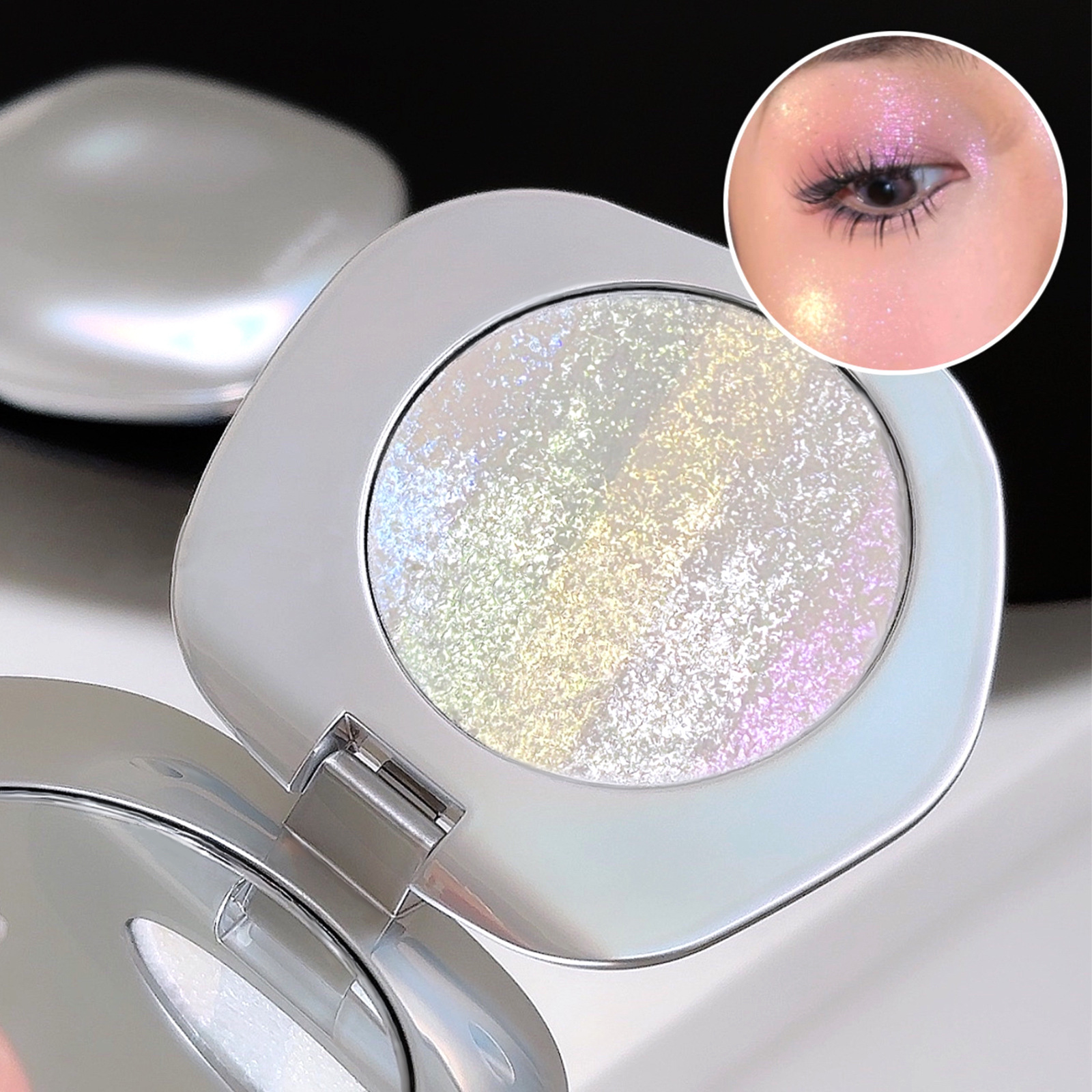 INSFANY Shell Highlight Sparkling Clear Face Brightening and Modifying Natural Three-dimensional Eye color-changing glitter Powder Eyeshadow Application Scenario