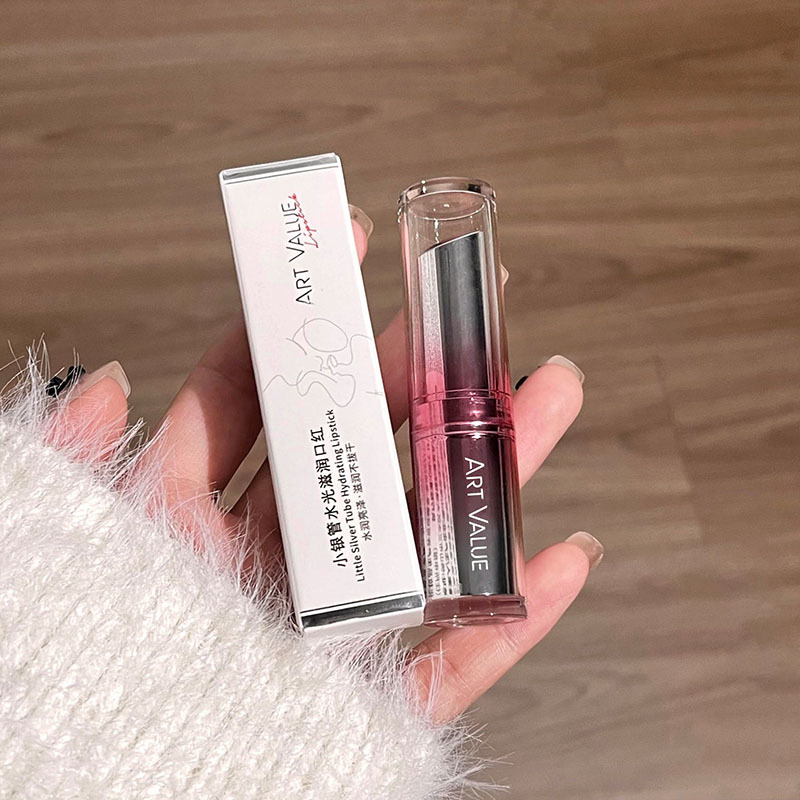 Art Value~ Little Silver Tube Water Light Moisturizing Lipstick, Versatile for natural makeup, Whitening Makeup, Energetic Girl Lipstick, Hydrating Application Scenario