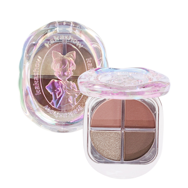 kakashow's four-color eyeshadow with a low-saturation milk gray palette, a light and delicate look, is suitable for daily commuting and brightening women Item Picture