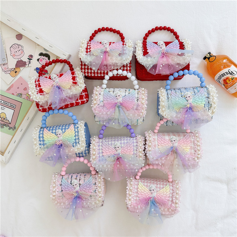 Fashionable cartoon, cute chain pearl handbag, children's bag, little girl, princess, girl single-shoulder crossbody bag full figure