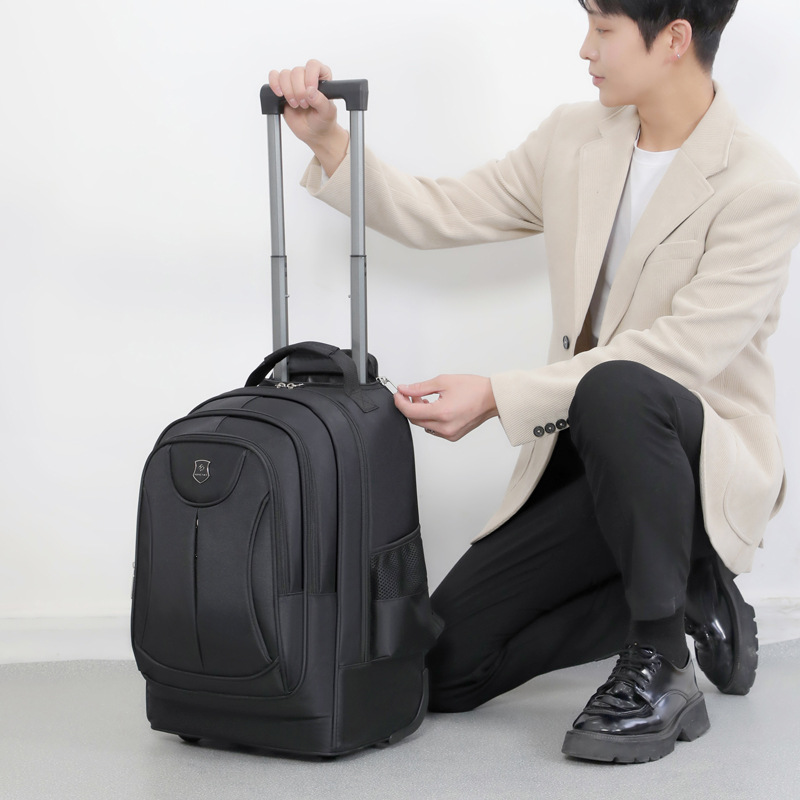 Backpack, double-shoulder bag, multi-purpose handle bag, women's swivel wheel travel bag, high-end business computer bag details Picture