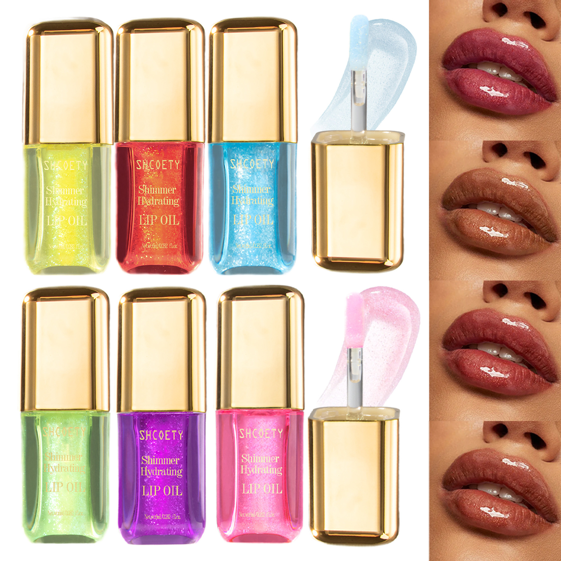 SHCOETY Cross-border mint-flavored Lip Oil, Water Light Glass Lip, Dudu Lip Gloss, moisturizing and long-lasting, non-stick to the glass full figure
