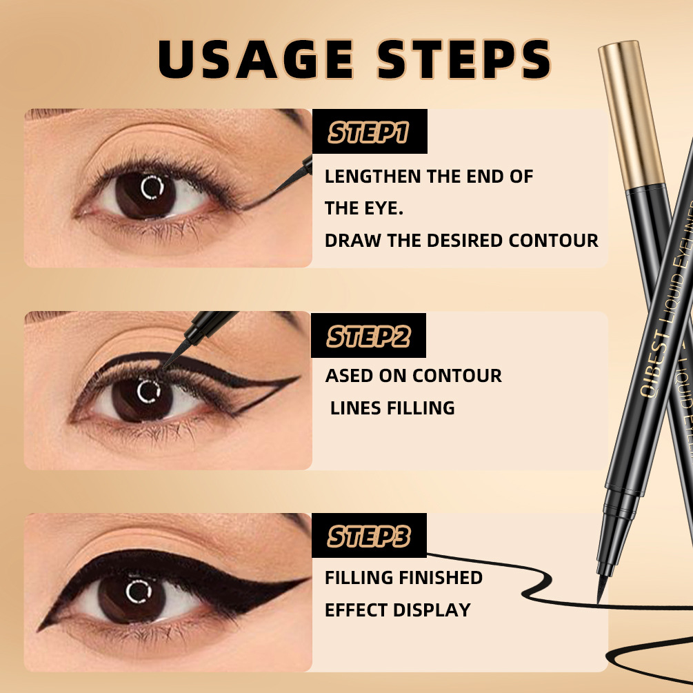 QIBEST eyeliner Liquid Pen is sweat-proof, non-smudging, quick-drying and not easy to smudge. New hand eyeliner liquid pen is waterproof and suitable for makeup wholesale Specification drawing