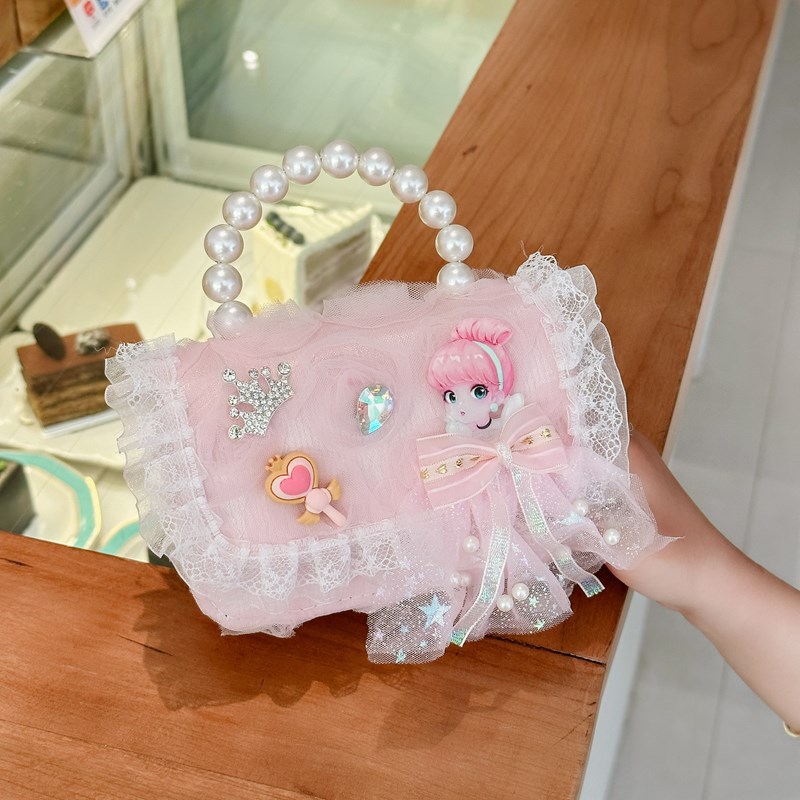 Cute girl crossbody bag, stylish and fashionable children's hand-held crossbody bag, princess scarf, Elsa princess online red envelope details Picture
