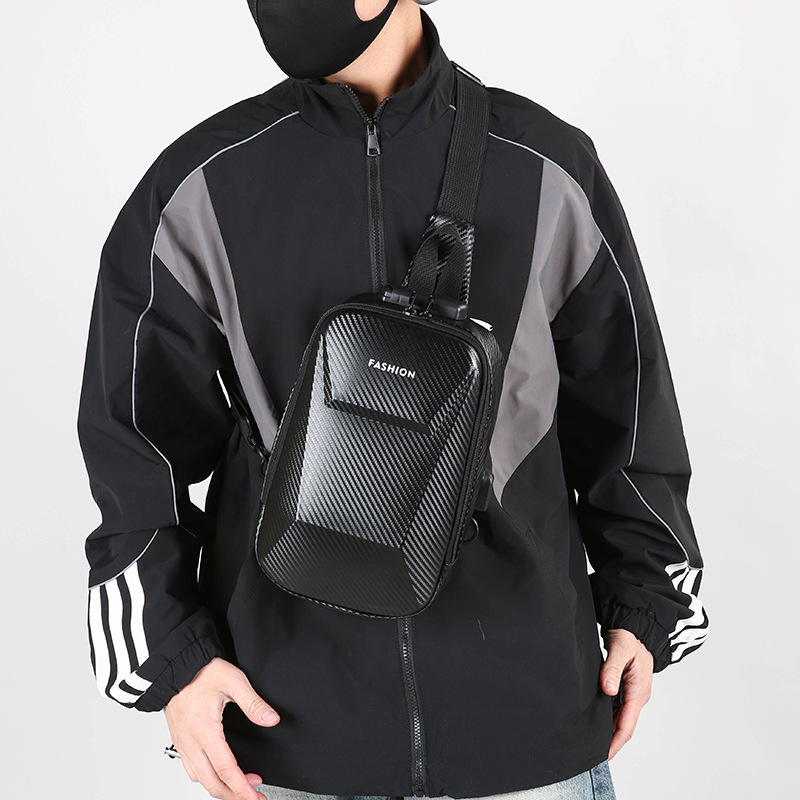 Cross-border hard-shell men's chest bag, high-quality large-capacity backpack, water-resistant cycling motorcycle bag, business single-shoulder bag Specification drawing