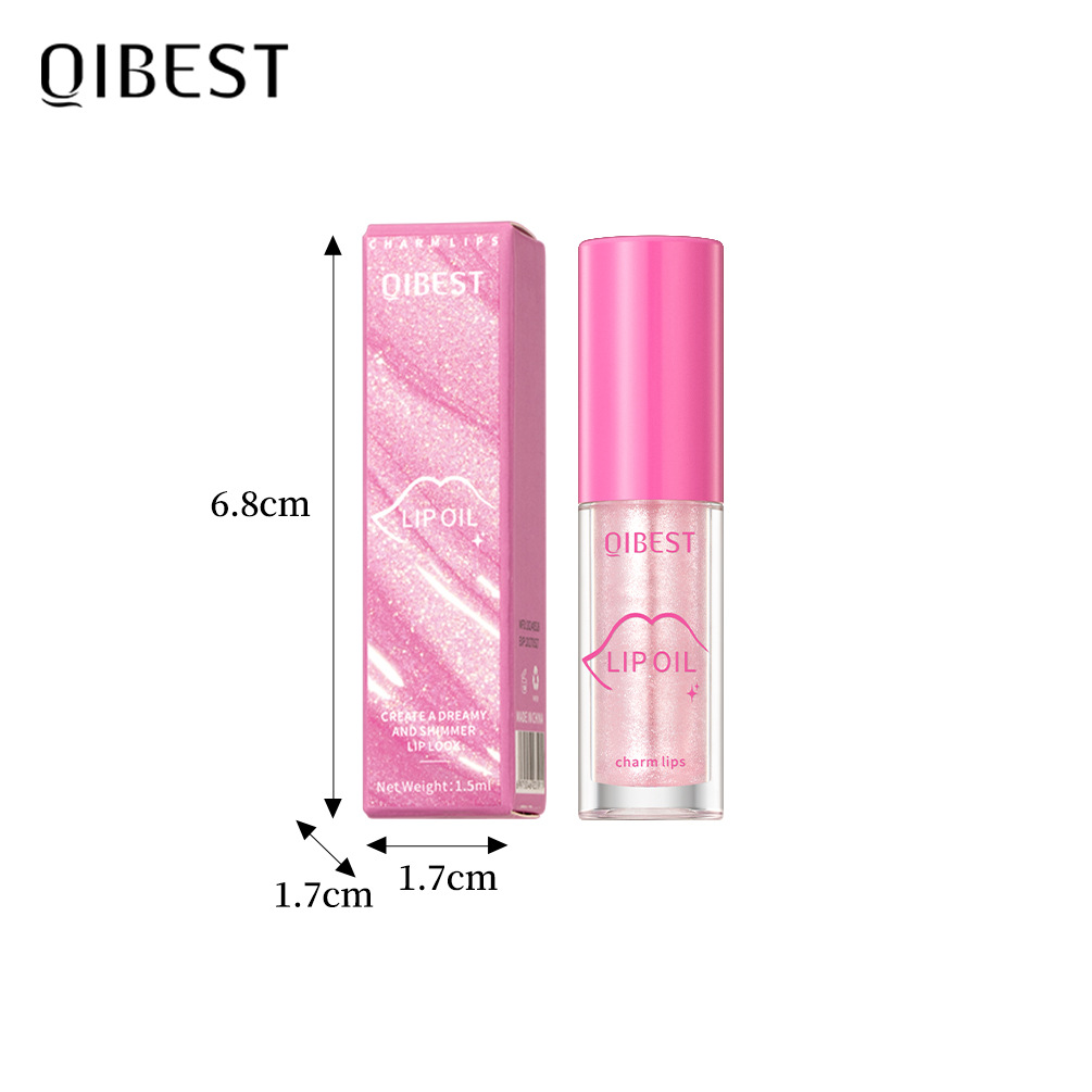 QIBEST Cross-border Mirror Pearlescent Lip Oil Moisturizes, hydrates, hydrates, softens, is transparent, natural and long-lasting, and prevents dry and chapping lips Item Picture