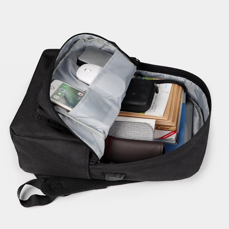 New cross-border fashionable student schoolbag, casual backpack, simple computer bag for men and women, 15.6-inch backpack details Picture
