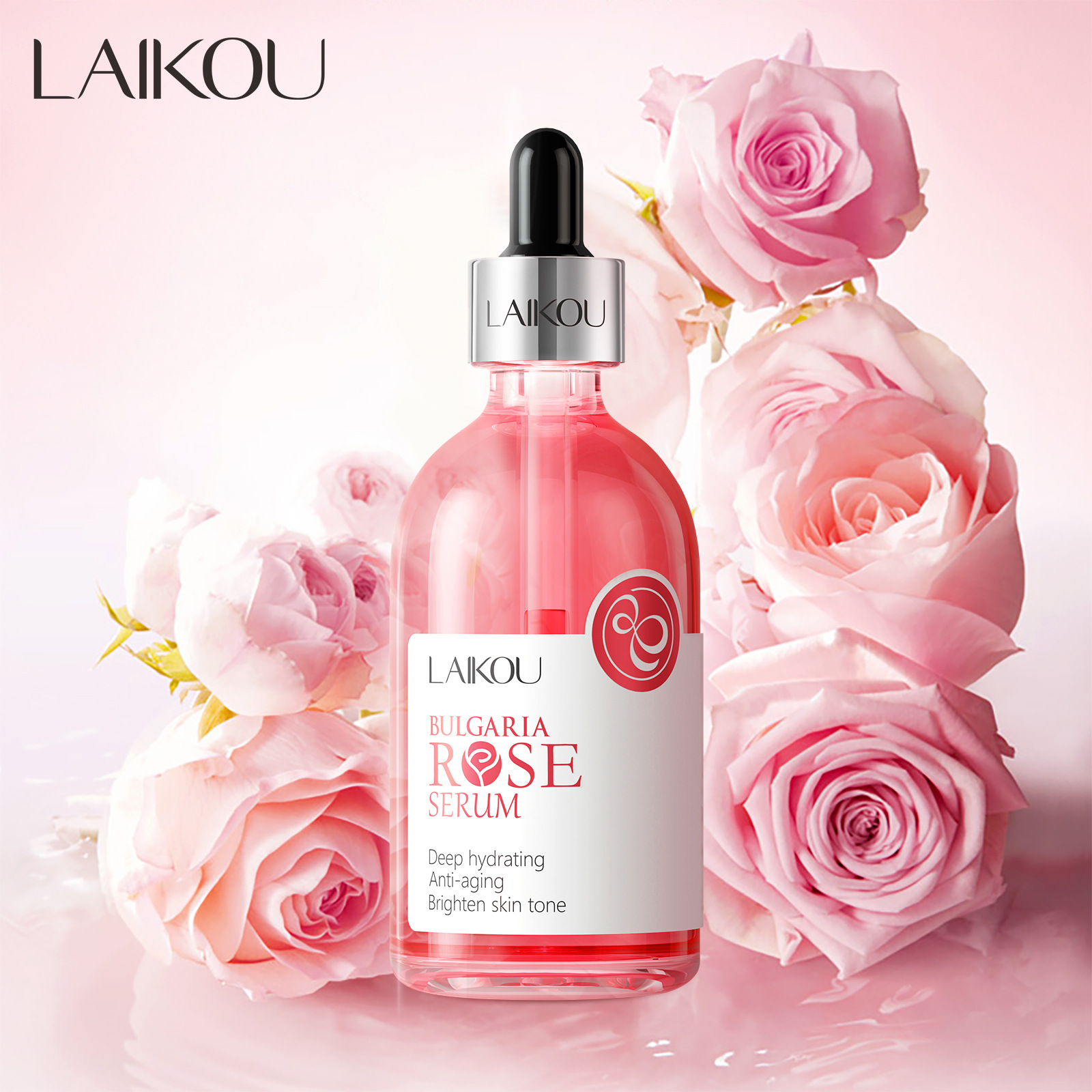 Cross-border LAIKOU Rose Essence 100ml Skin care products for moisturizing, repairing and hydrating the face, in stock from the manufacturer full figure