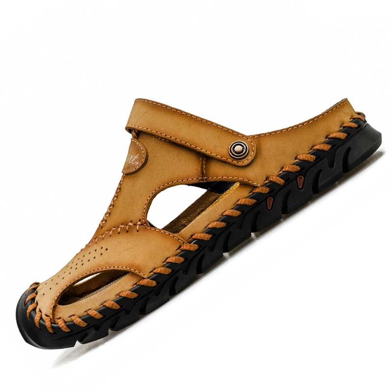 Cross-border large-sized genuine leather men's sandals, beach flip-flops, two-in-one men's casual cool leather shoes, top layer cowhide men's shoes, breathable Specification drawing