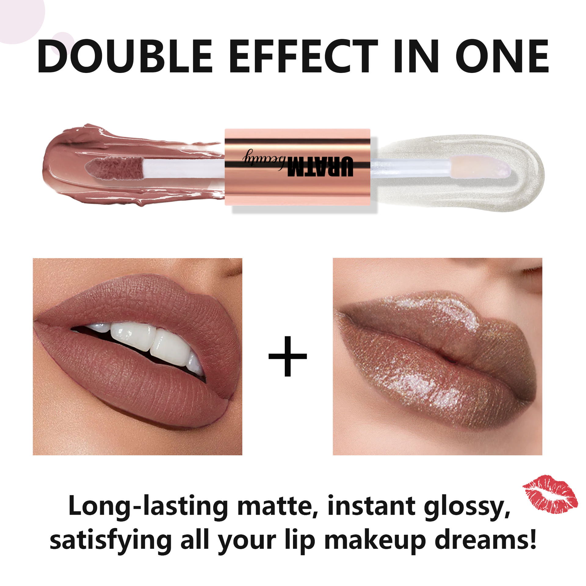 SHCOETY Cross-border double-head lip gloss matte laminated pearlescent fine sparkling lip gloss is not easy to stick to the cup and does not fade for a long time Specification drawing
