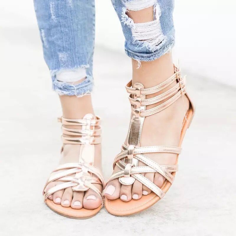 Hot-selling ethnic-style flat sandals in 2021, multi-color snake-patterned lace buckle women's sandals for export, large-sized consignment details Picture