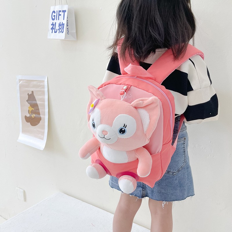 Soft and cute little animal backpacks for kindergarten babies, lightweight canvas travel bags for children aged 1-3 full figure