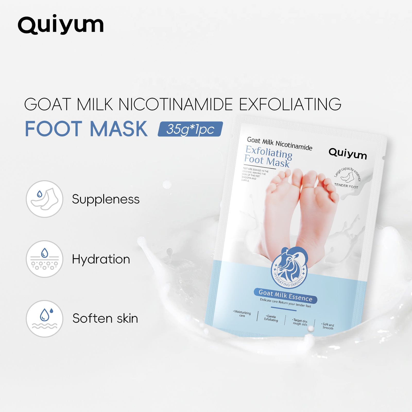 Cross-border QUIYUM Keratin Goat Milk Foot Mask 35g Moisturizing foot Mask Foot care manufacturer in stock wholesale full figure