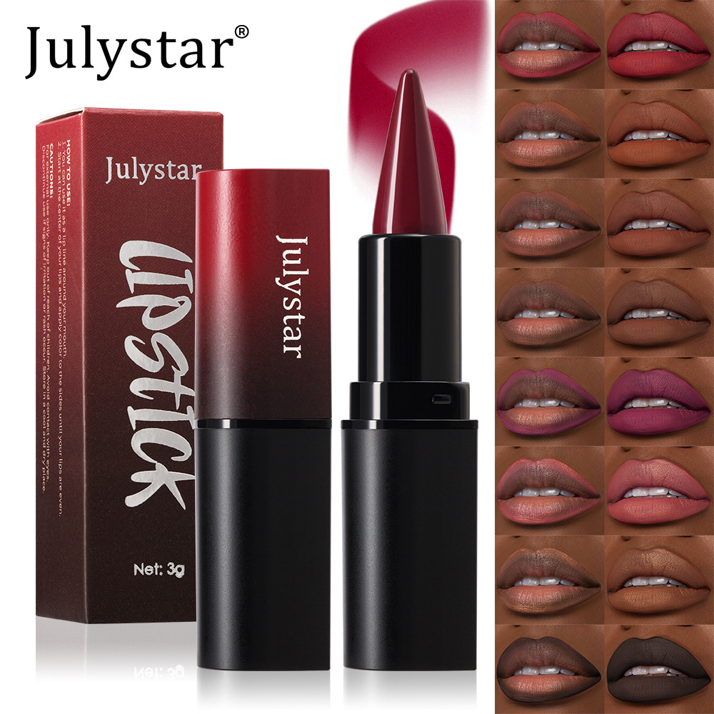 Julystar's new matte lipstick is easy to apply and features an 8-color natural and long-lasting pearlescent lipstick pen for foreign trade cosmetics full figure