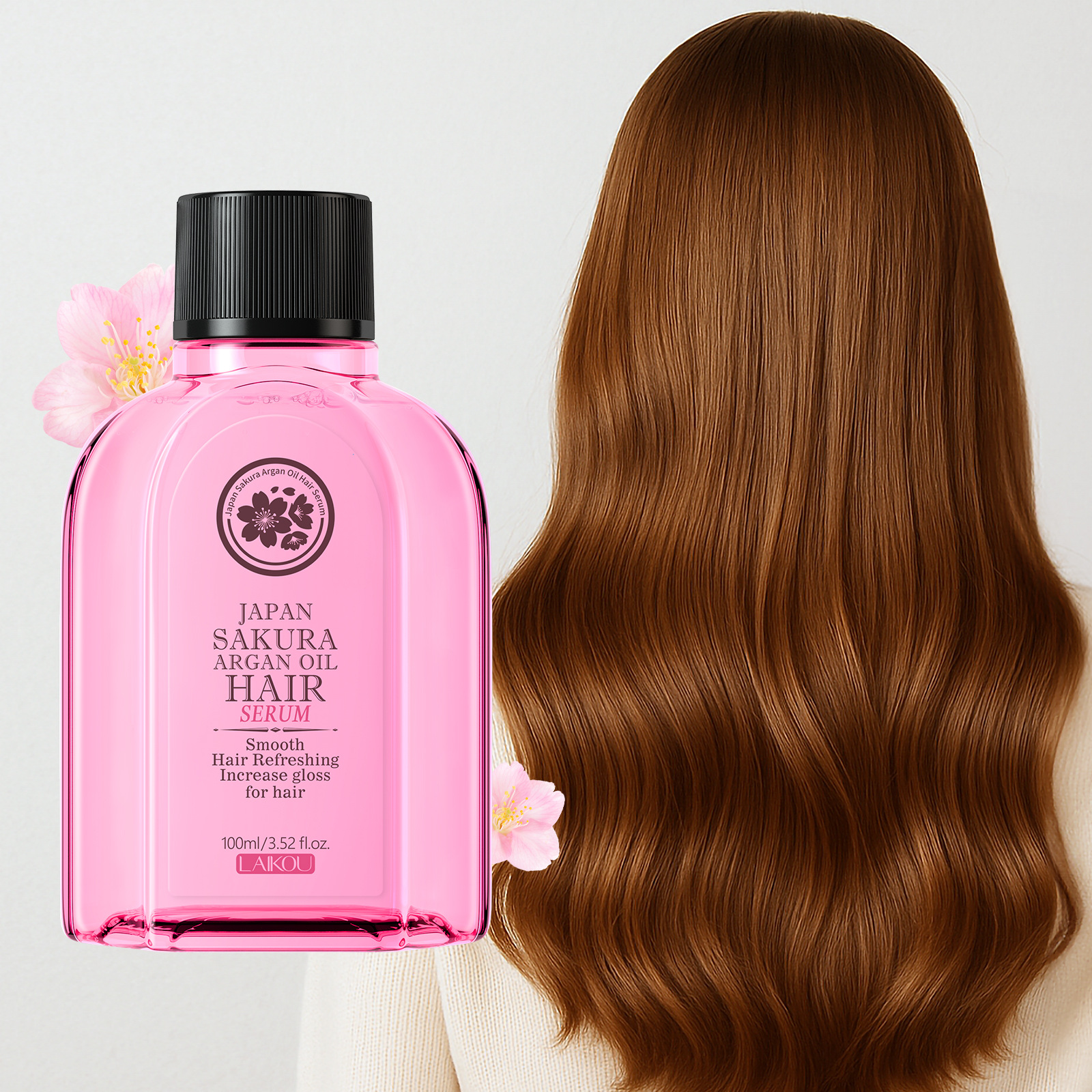 Cross-border LAIKOU Japanese Sakura AGAR Hair Care Essence 100ml Hair Care English packaging in stock full figure