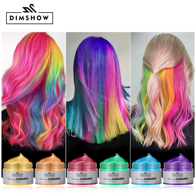 DIMSHOW Disposable colorful Styling Hair wax, natural and colorful, Grandma gray, silver and blue details Picture