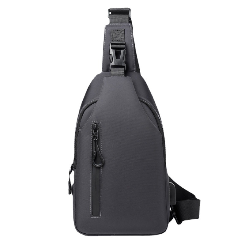 New portable chest bag for men, simple solid color casual crossbody bag, sports outdoor mobile phone storage bag, single-shoulder bag for men Item Picture