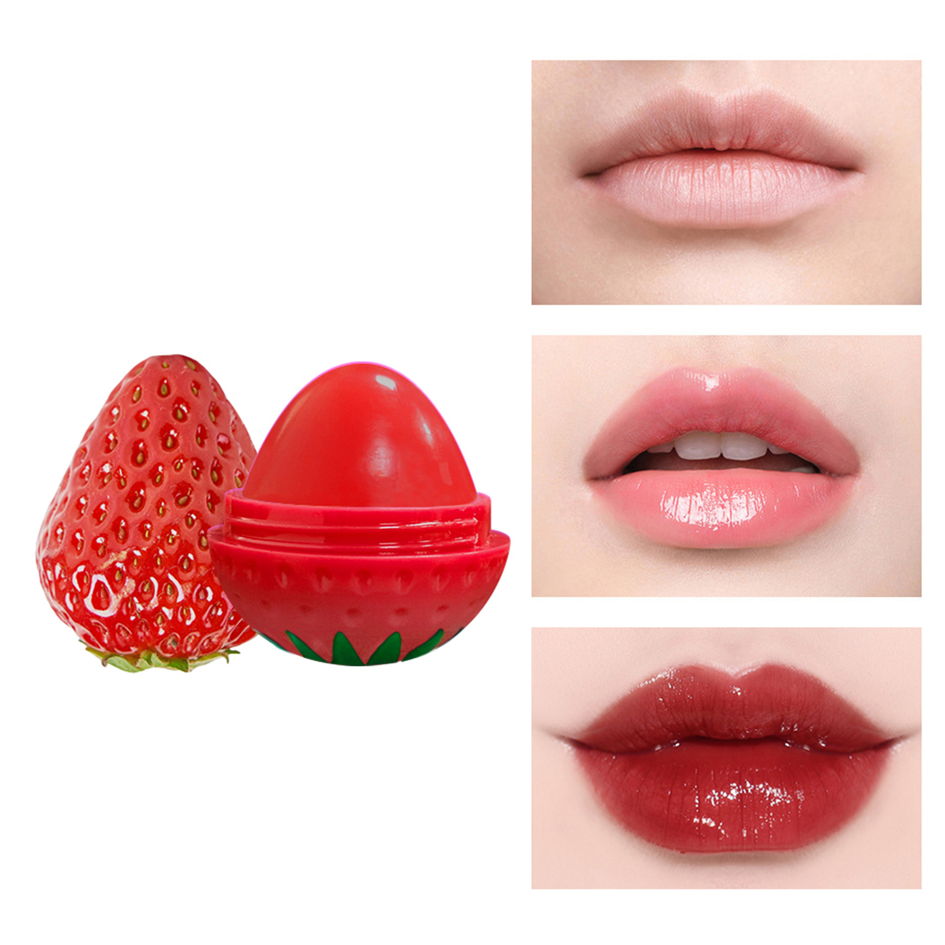 Cross-border bestsellers in Europe and America: hydrating and nourishing strawberry lip balm, moisturizing lip balm, fruit-flavored lip gloss, cosmetics, nude makeup full figure