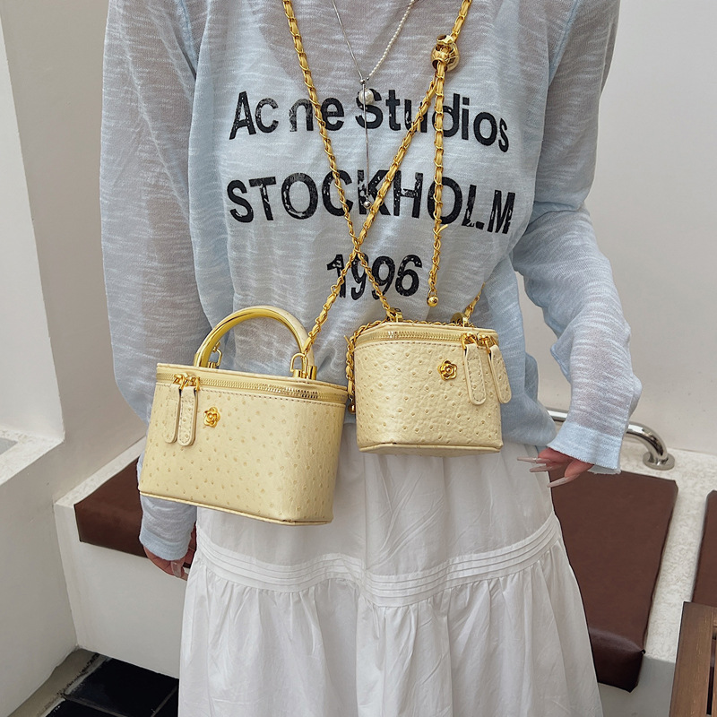 Fashionable chain box bag for women, 2025 new style, niche and high-end bucket bag, Korean style trendy single-shoulder crossbody bag Specification drawing
