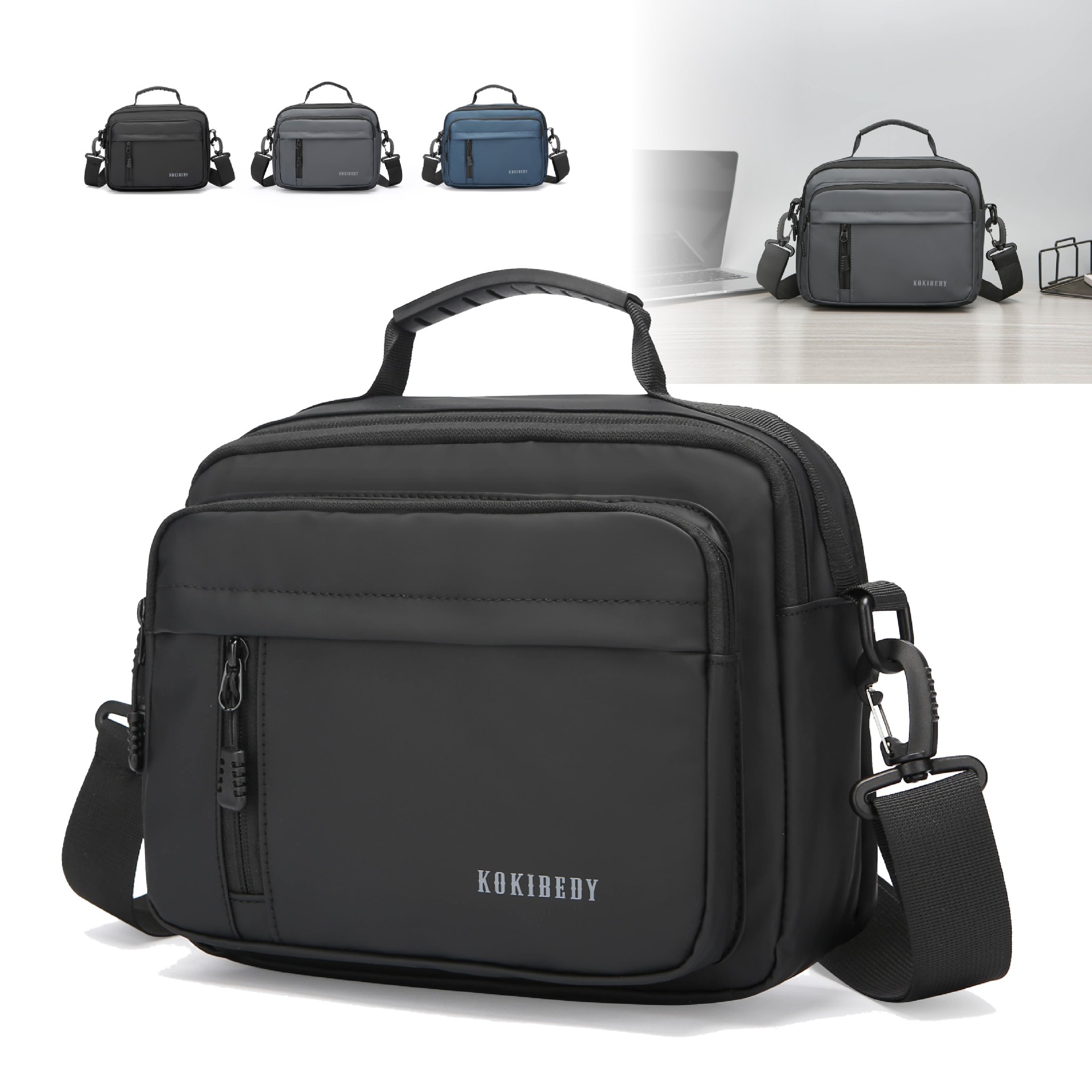 New men's single-shoulder bag, Korean-style trendy business bag, outdoor backpack, casual waterproof nylon fabric crossbody bag for men's cross-border travel full figure
