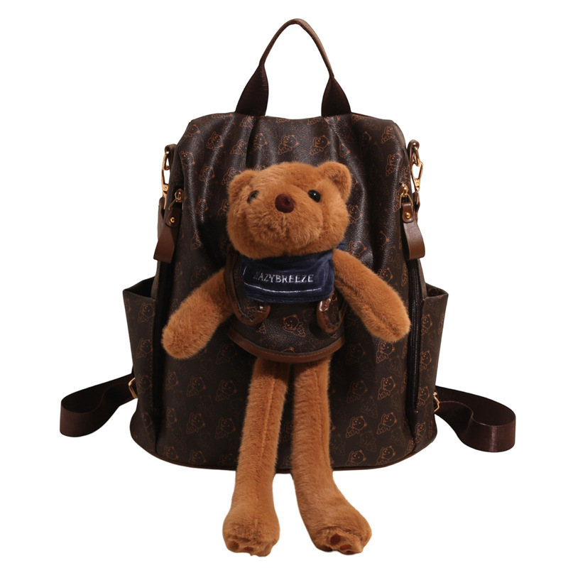 Cute little bear backpack for girls, 2025 new school-style schoolbag, large capacity, simple and lightweight, a backpack trend for outings Item Picture