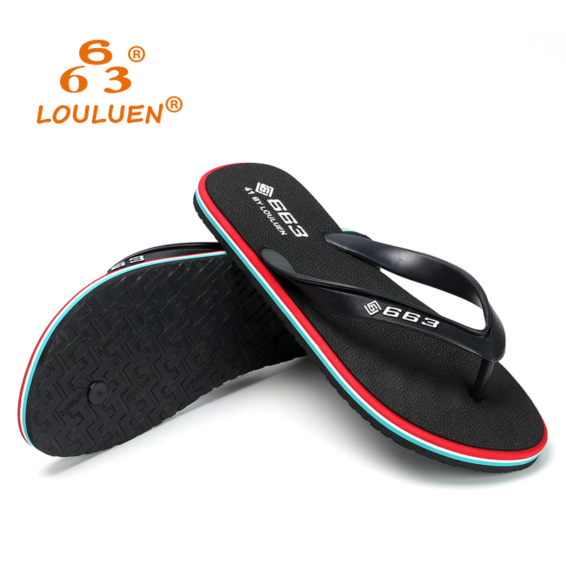 Wholesale of Lu 'an cross-border men's flip-flops, summer anti-slip rubber casual beach slippers, men's export cool slippers details Picture