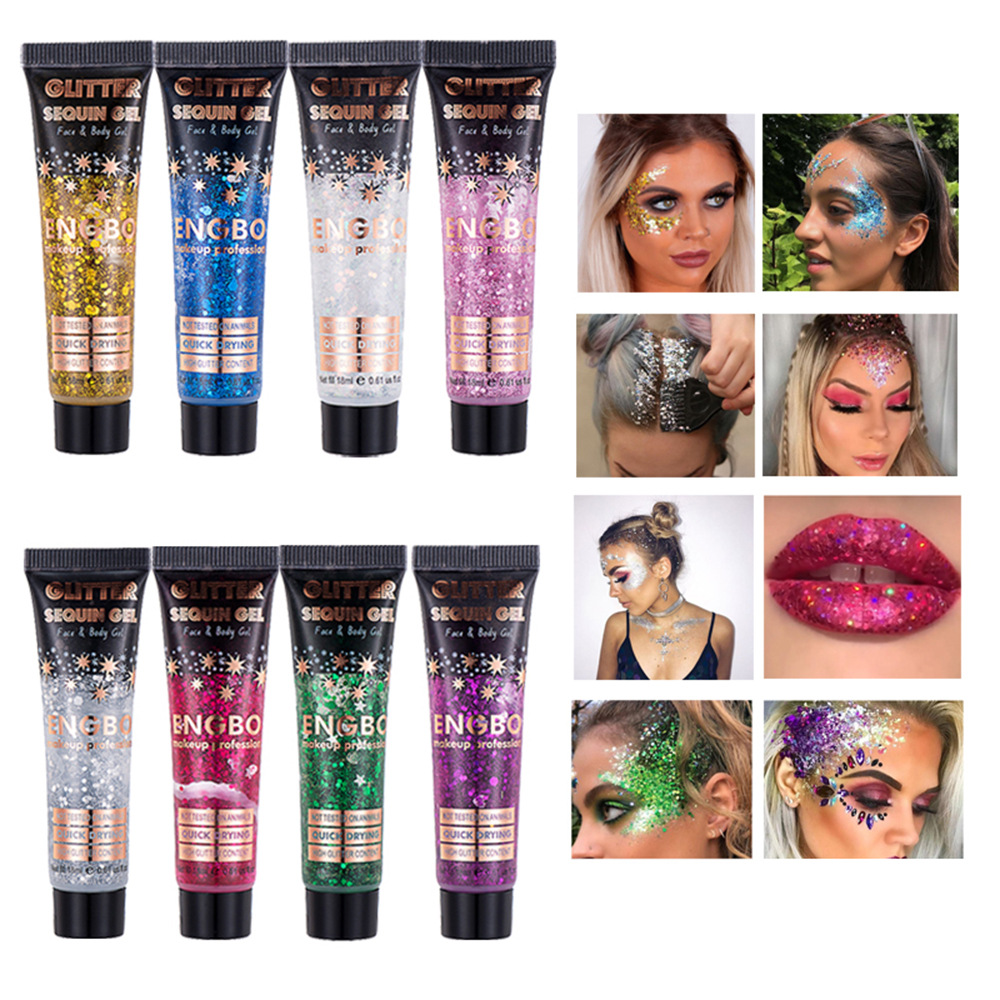 ENGBO Export Laser Sequin Gel Facial and Body Glitter Eyeshadow Cream Sequin Nightclub Body Lotion Stage Makeup full figure
