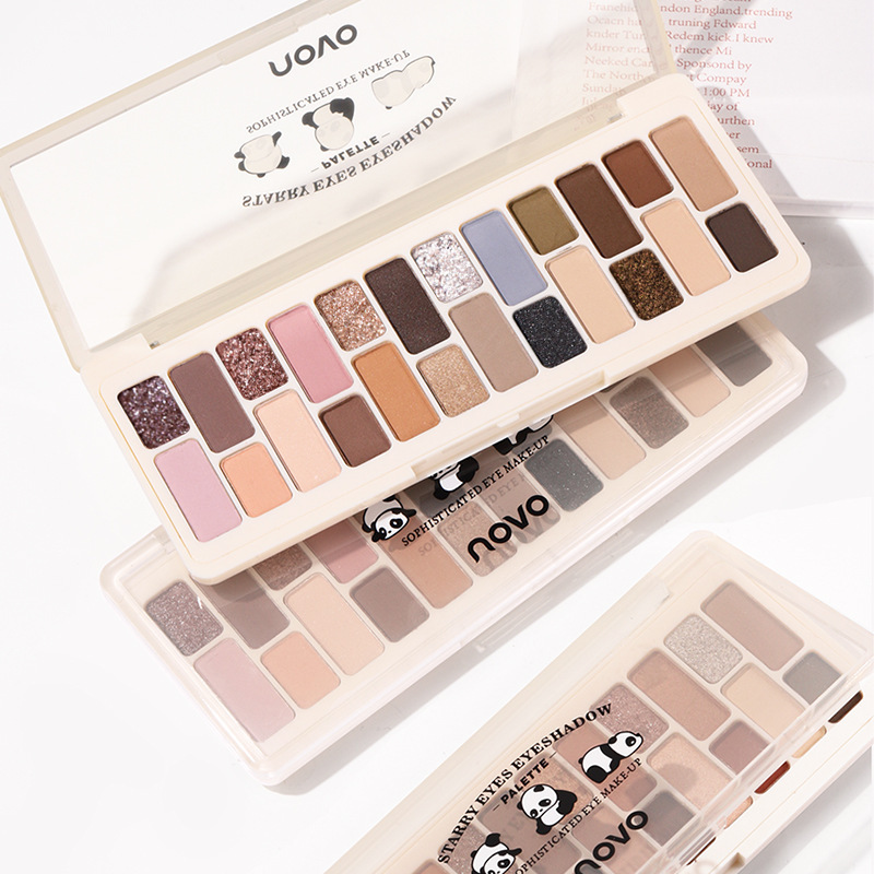 NOVO Starry Sky Eyeshadow Palette: Pearlescent, matte, and fine glitter, all-in-one for daily earth tones, brightening, and highlighter contouring full figure