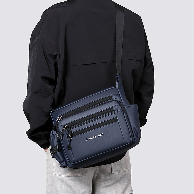 2024 New large-capacity messenger bag, a simple and functional Japanese single-shoulder bag, fashionable and versatile, casual men's crossbody bag Specification drawing