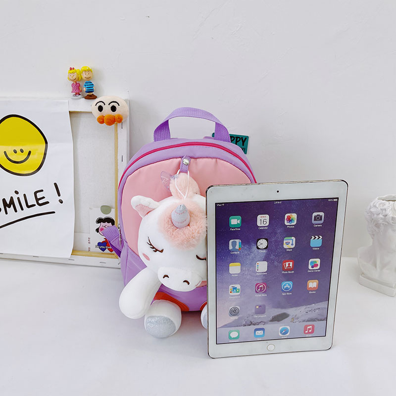 Unicorn children's bags, dolls, children's backpacks, cute cartoon boys' and girls' backpacks, detachable backpacks Specification drawing