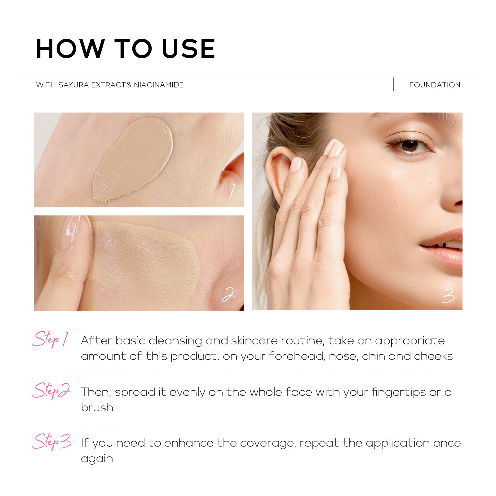 Cross-border Laicome Sakura Foundation 30g (tube), 3 colors to choose from, foundation concealer manufacturer, one-piece consignment Specification drawing