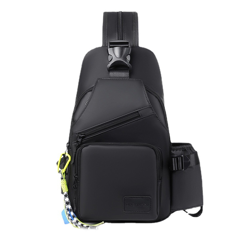 Wholesale new large-capacity men's chest bags, single-shoulder crossbody water cup bags, multi-functional waterproof outdoor small backpacks Item Picture