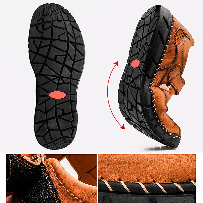 First-layer cowhide sandals for men, new style beach shoes, breathable casual outdoor shoes, one-piece delivery, cross-border large-sized men's slippers Specification drawing