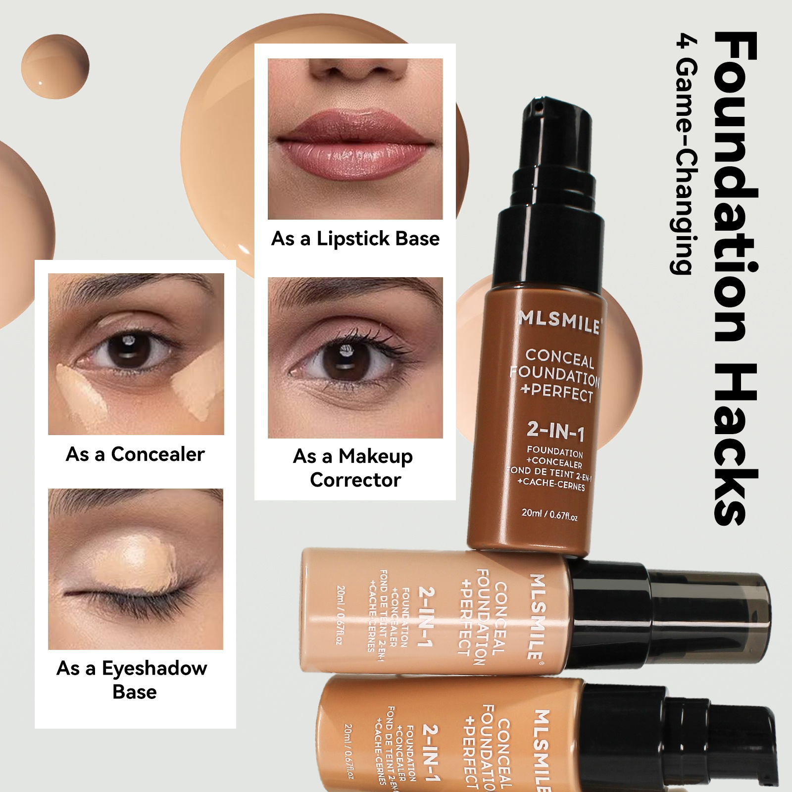 MLSMILE 6-color foundation Liquid is not prone to smudging details Picture