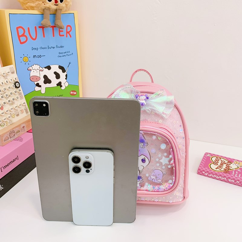 Kindergarten children's backpack mini pu princess sequined single-shoulder and double-shoulder bag Children's accessory bag Cartoon schoolbag Specification drawing